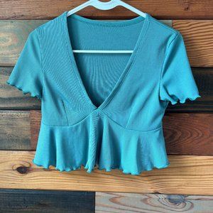 SHEIN Dressy Crop Top Teal Size S